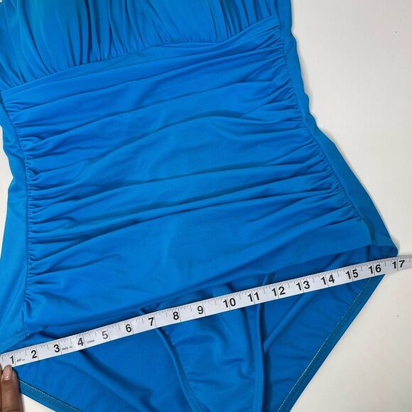 MIRACLESUIT Rialto Swimsuit Size 14 Slimming Shaper Ruched Blue Tummy Control - Picture 16 of 16